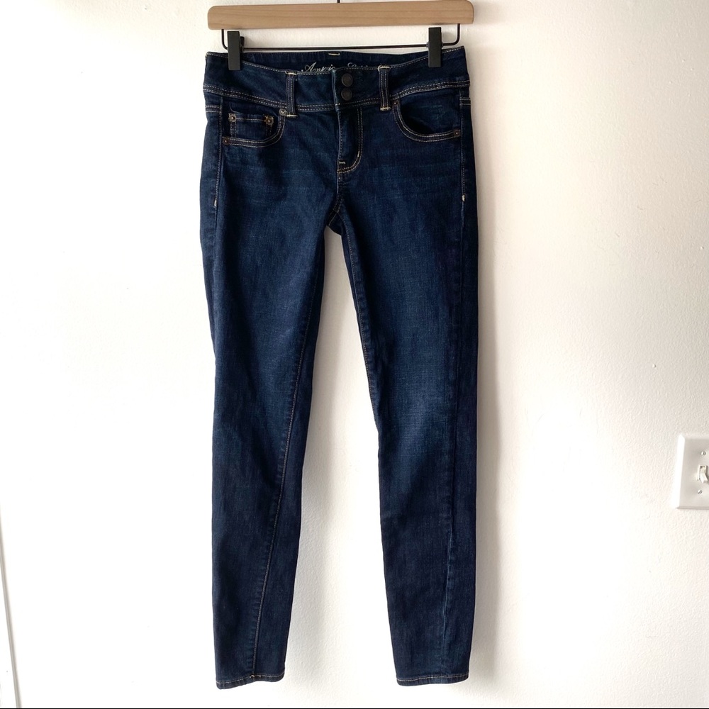 american eagle low rise super stretch skinny jean